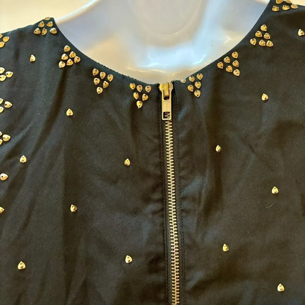 Free People black and gold embellished shift‎ dress size 6